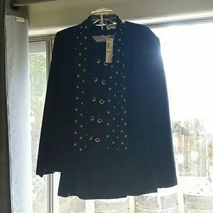 brand new black suit and long skirt and scarf